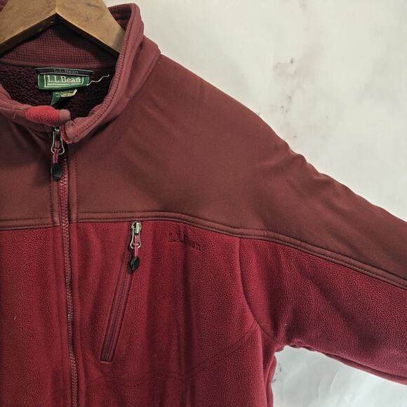LL Bean Jacket Mens Medium Red Fleece Full Zip Nylon Panel Heavyweight Vintage - Picture 10 of 11